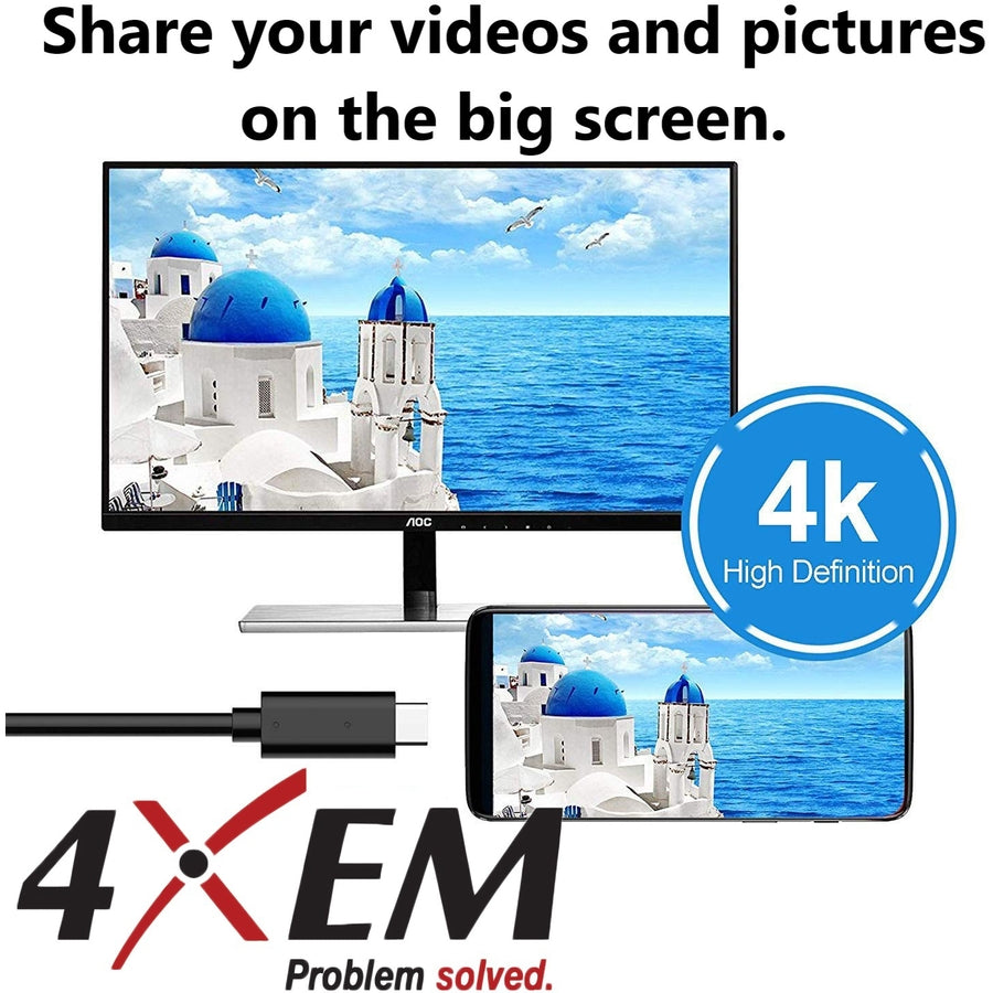 4XEM USB-C To USB-C Cable M/M USB 3.1 Gen 2 10GBPS 3FT Black