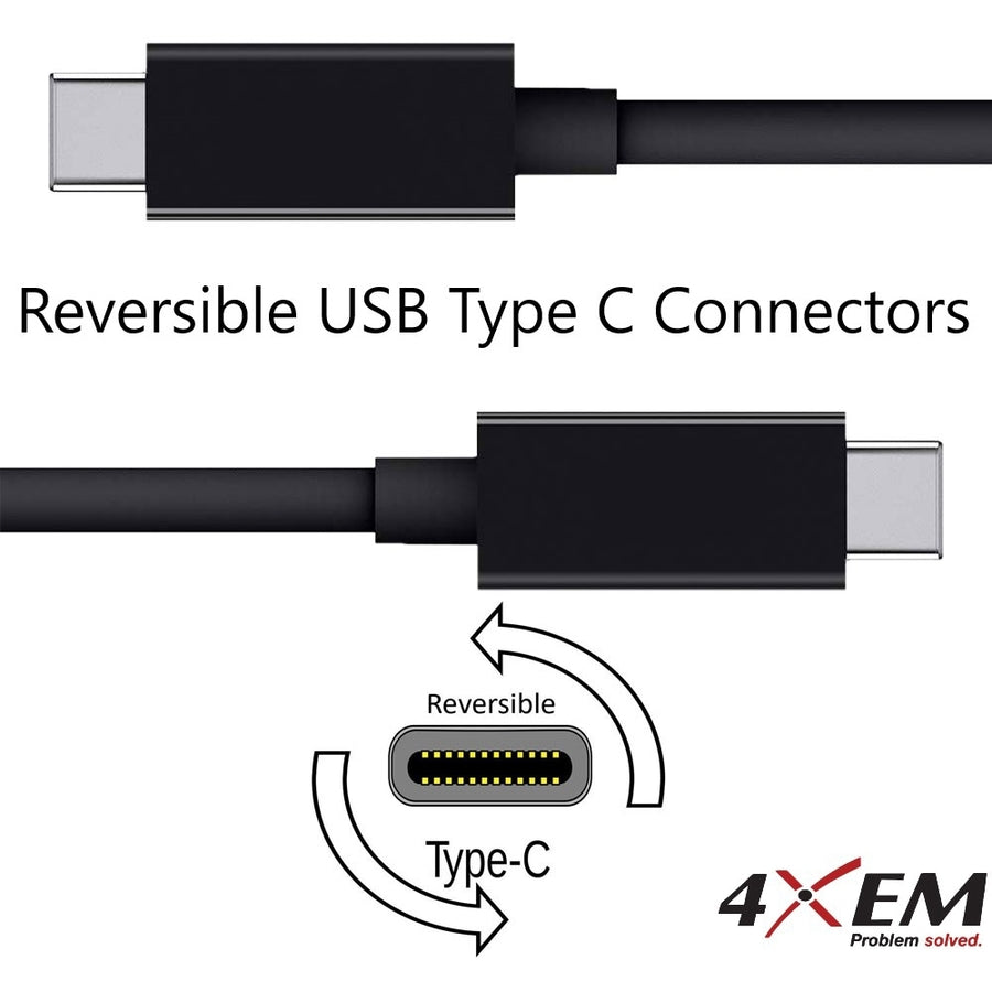 4XEM USB-C To USB-C Cable M/M USB 3.1 Gen 2 10GBPS 3FT Black