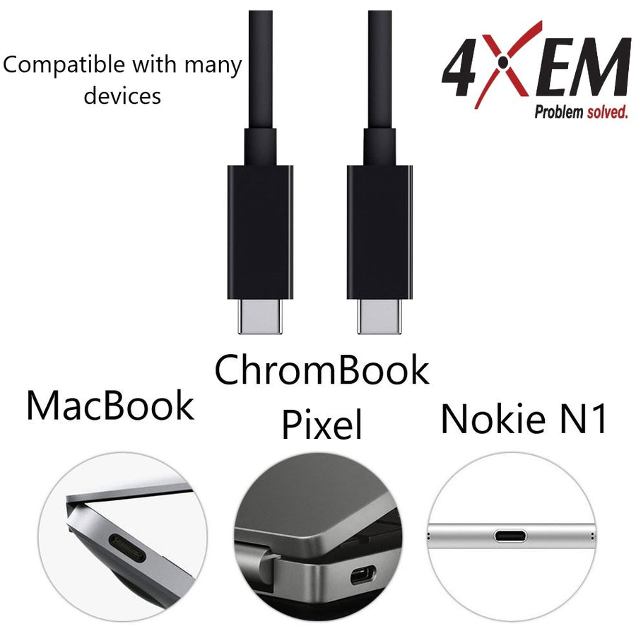 4XEM USB-C To USB-C Cable M/M USB 3.1 Gen 2 10GBPS 3FT Black