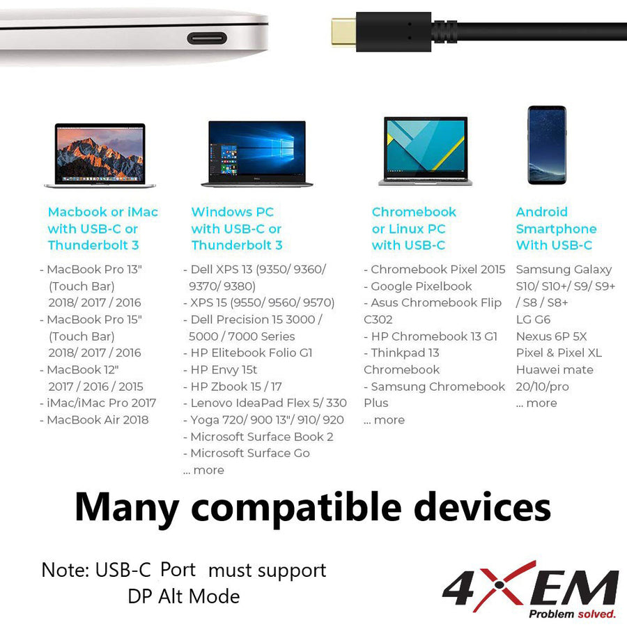 4XEM USB-C to VGA 6ft Cable-Black