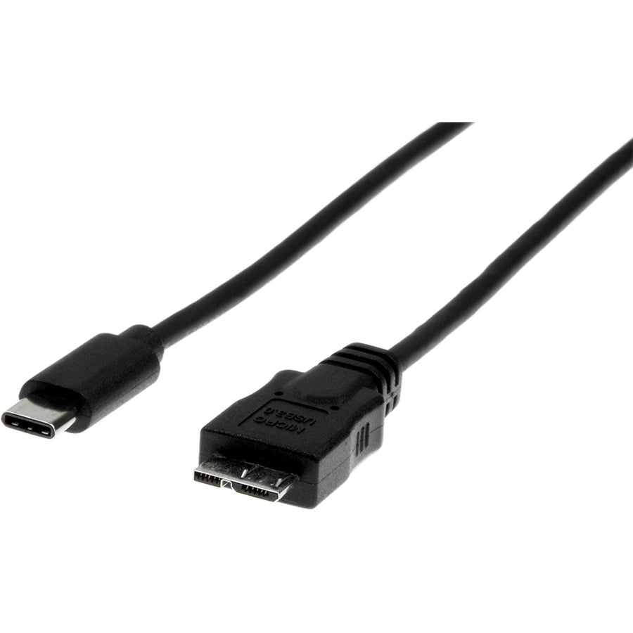 Rocstor Premium USB-C to Micro-B Cable 3ft (1m) - M/M - USB 3.0 - USB Type-C to Micro-USB Cable - USB for External Hard Drive, Tablet, Notebook - 3 ft - 1 Pack - 1 x Type C Male USB - 1 x Type B Male Micro USB - Nickel Plated - Shielding - Black CABLE 1M
