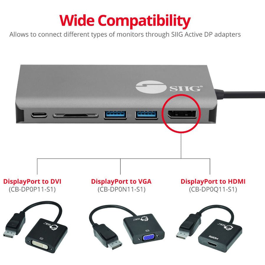 SIIG USB-C MST Video with Hub, LAN and PD 3.0 Docking