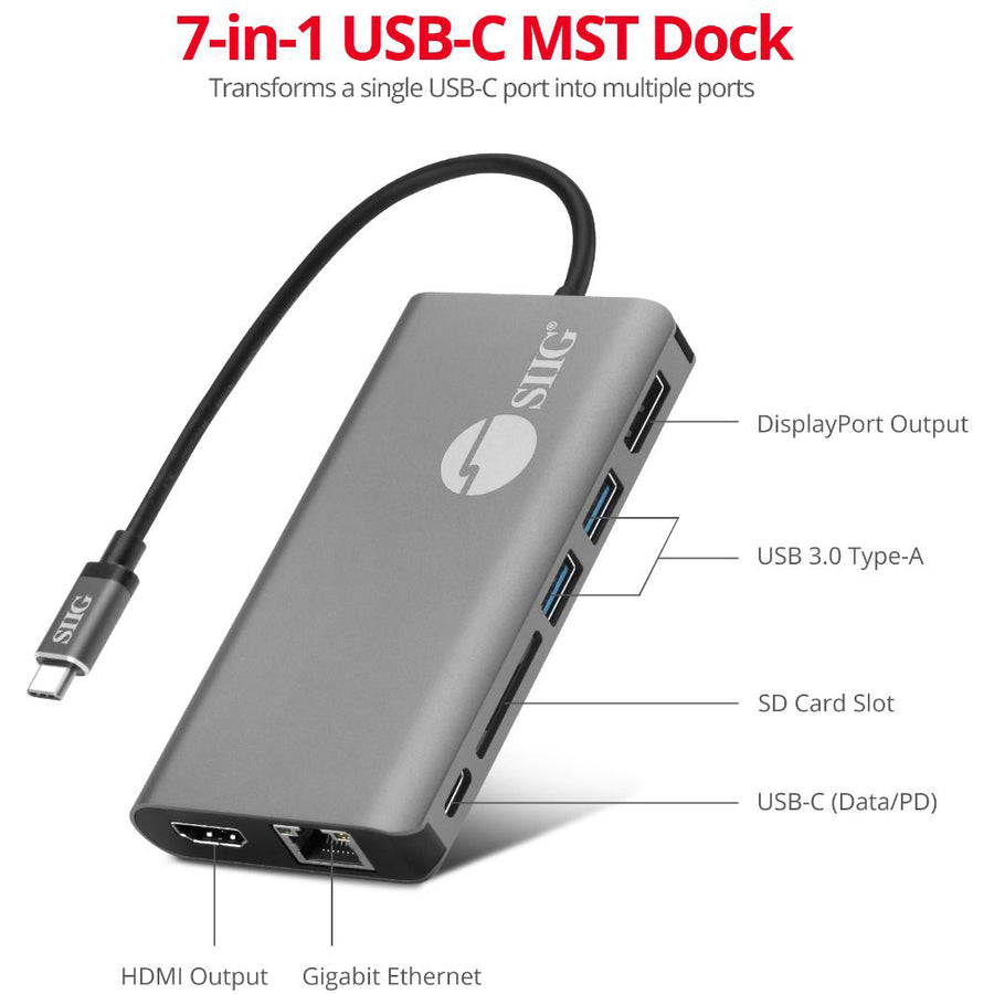 SIIG USB-C MST Video with Hub, LAN and PD 3.0 Docking