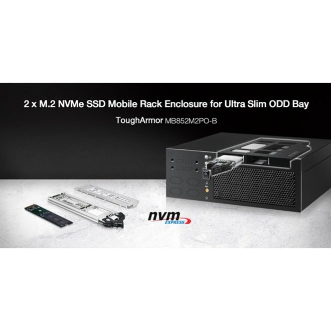 Icy Dock ToughArmor MB852M2PO-B Drive Enclosure for 5.25" PCI Express NVMe, M.2 Internal - Black