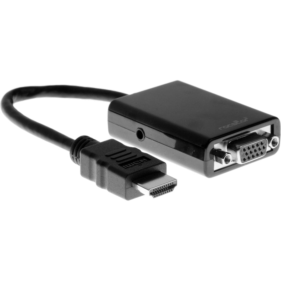 Rocstor HDMI to VGA Adapter Converter M/F - 6"- For Ultrabook, Laptop, Monitor, Projectors, Desktop PC, Laptop - 1920x1080 - 1 Pack - 1 x HDMI Male Digital Audio/Video - 1 x HD-15 Female VGA - 6 Inch - Black - ADAPTER HDMI TO VGA HD15