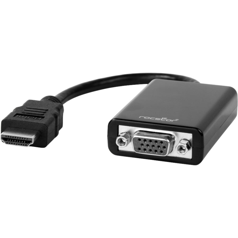 Rocstor HDMI to VGA Adapter Converter M/F - 6"- For Ultrabook, Laptop, Monitor, Projectors, Desktop PC, Laptop - 1920x1080 - 1 Pack - 1 x HDMI Male Digital Audio/Video - 1 x HD-15 Female VGA - 6 Inch - Black - ADAPTER HDMI TO VGA HD15