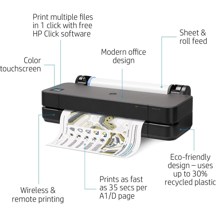 HP Designjet T200 T230 Inkjet Large Format Printer - 24" Print Width - Color