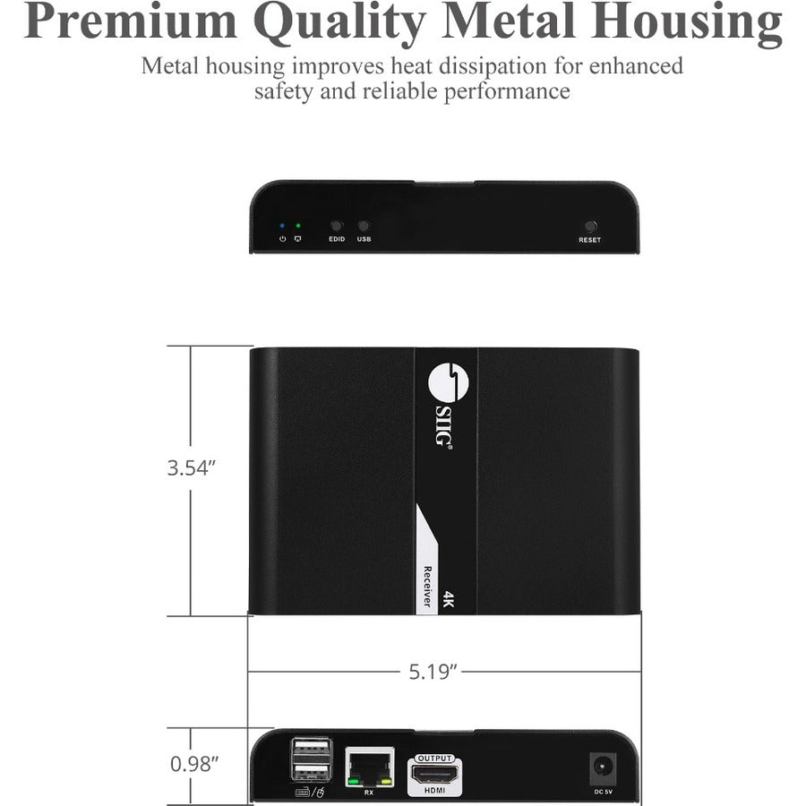 SIIG HDMI 4K30Hz KVM over Cat 6 Extender - Receiver