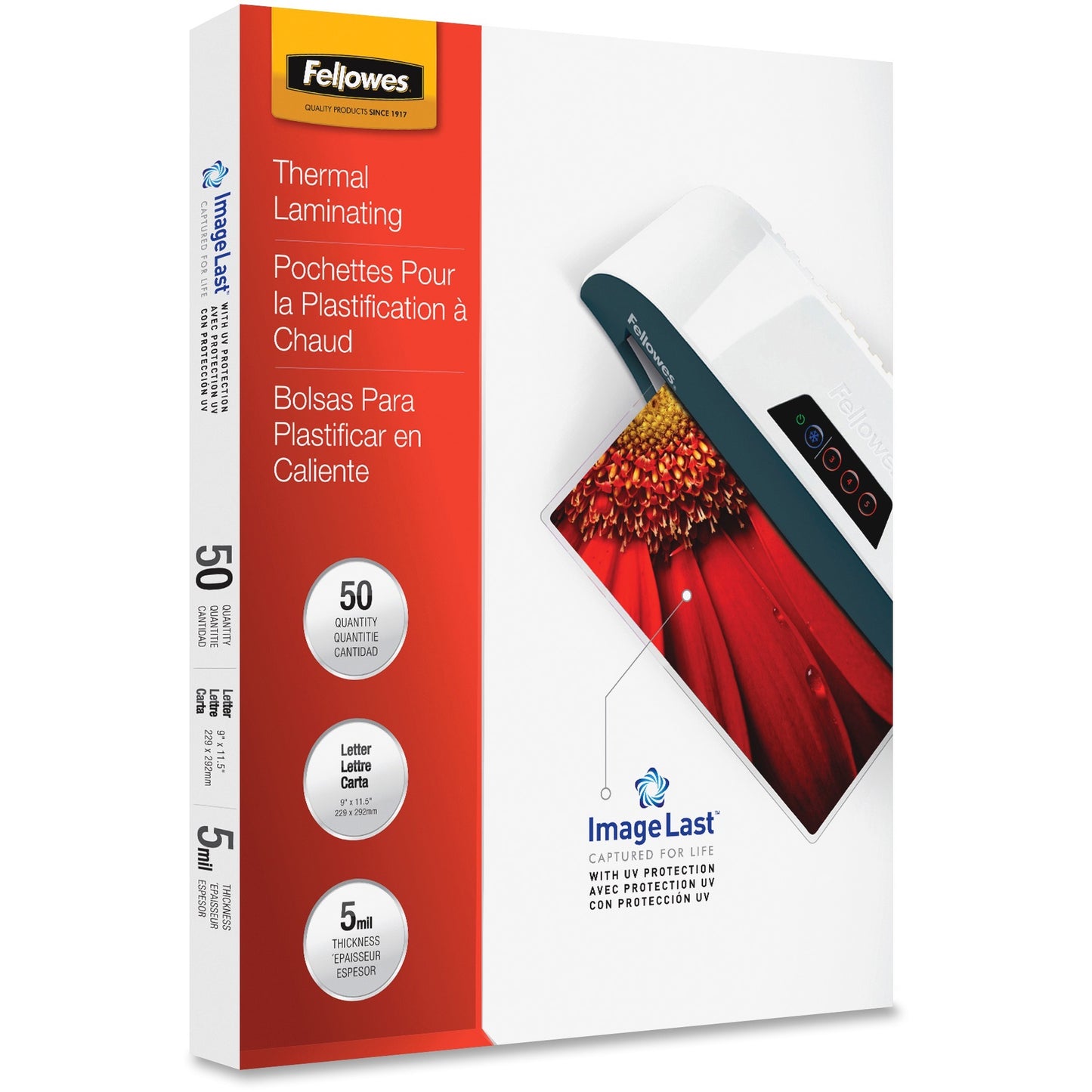 Fellowes Thermal Laminating Pouches - ImageLast™, Jam Free, Letter, 5 mil, 50 pack