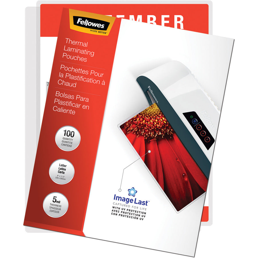 Fellowes Thermal Laminating Pouches - ImageLast™, Jam Free, Letter, 5 mil, 100 pack
