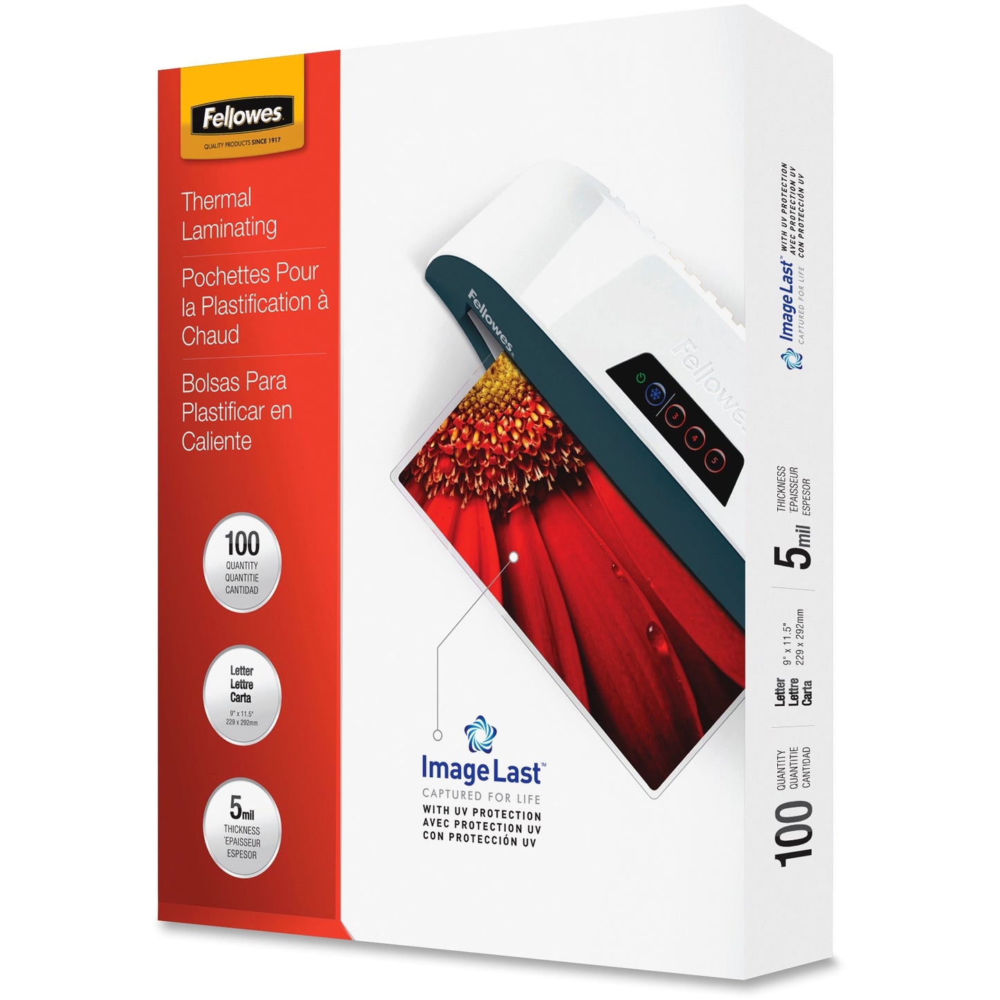 Fellowes Thermal Laminating Pouches - ImageLast™, Jam Free, Letter, 5 mil, 100 pack