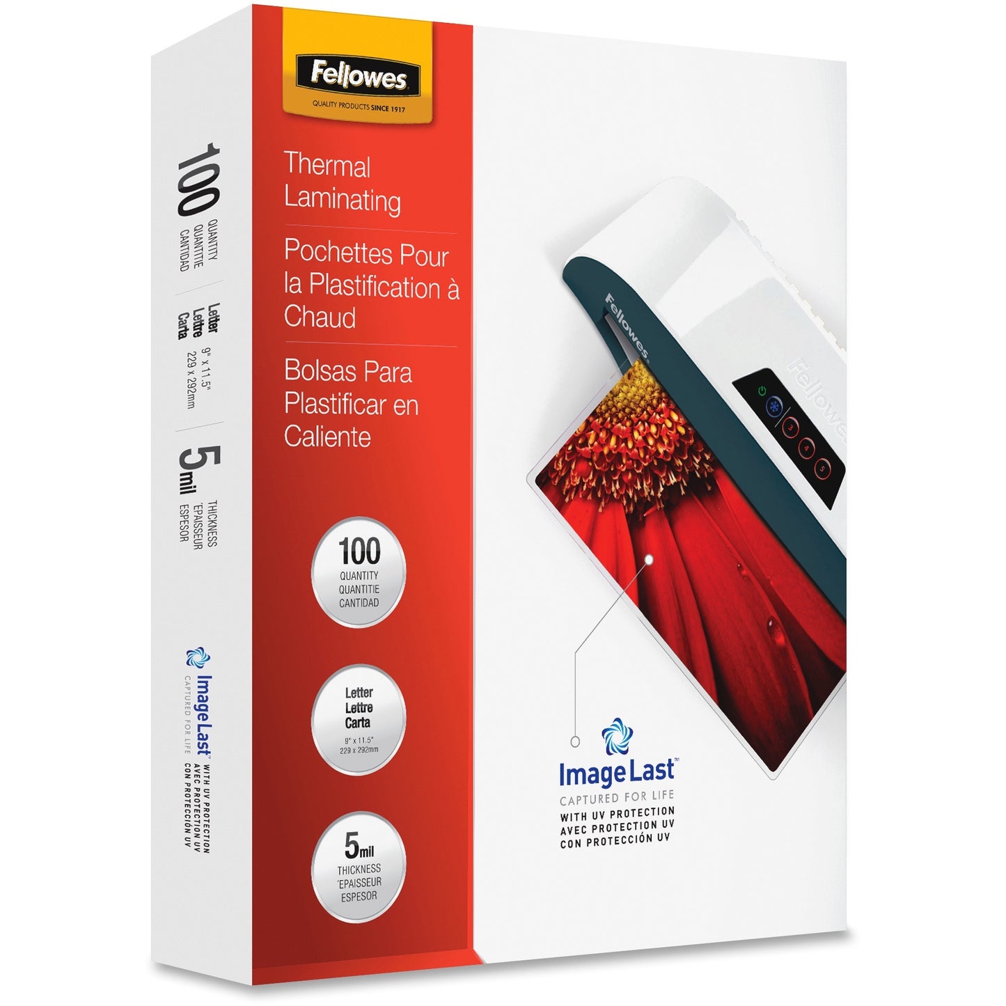 Fellowes Thermal Laminating Pouches - ImageLast™, Jam Free, Letter, 5 mil, 100 pack