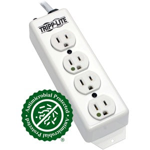Tripp Lite Safe-IT Power Strip Hospital Medical Antimicrobial 120V 5-15R-HG 4 Outlet 15' Cord Metal