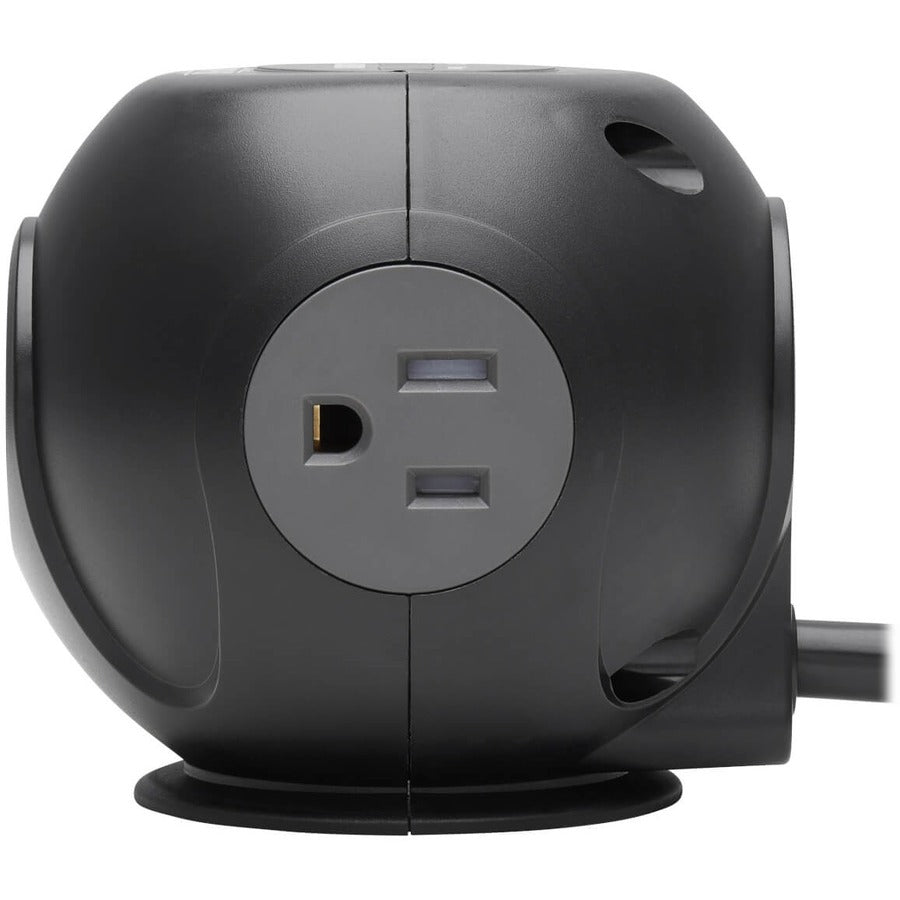 Tripp Lite Surge Protector with 3-Outlets & 4 USB Ports Spherical Black 6ft Cord