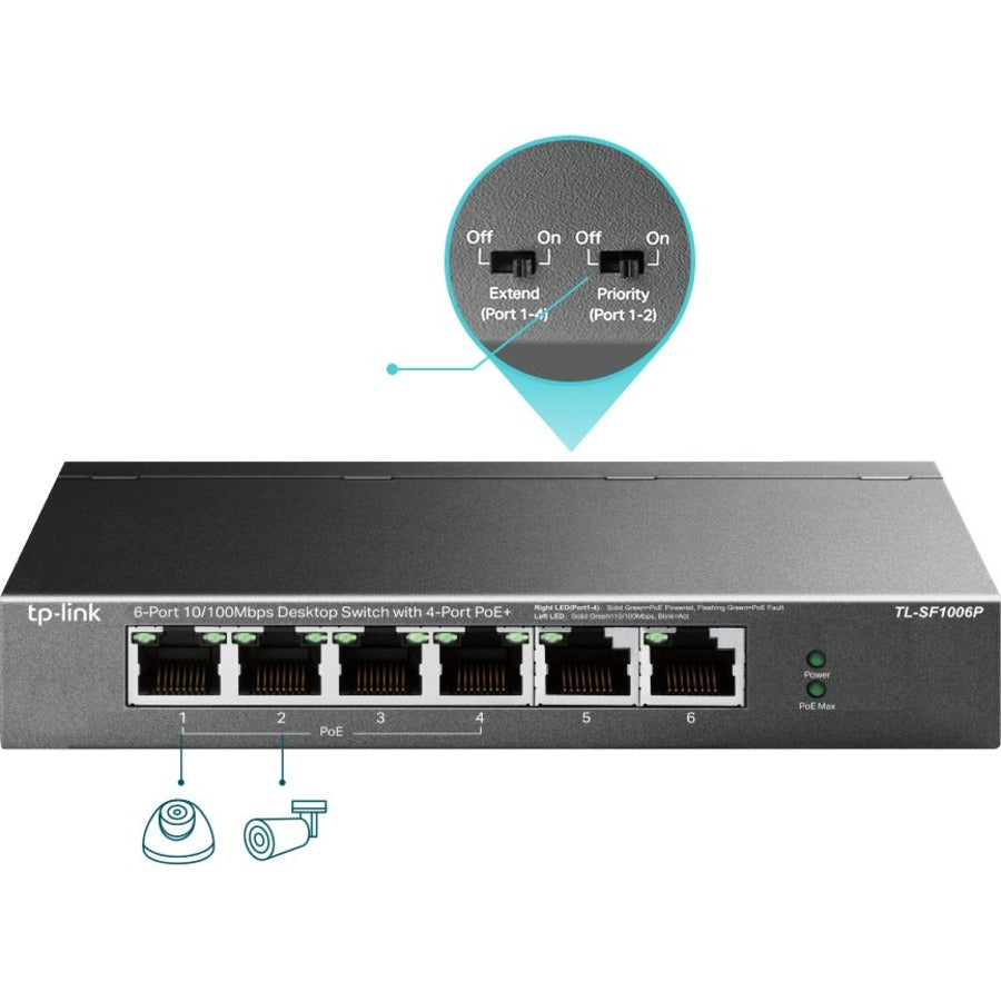 TP-Link 6-Port 10/100Mbps Desktop Switch with 4-Port PoE+