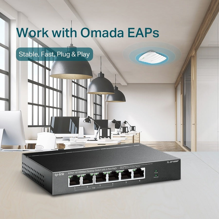 TP-Link 6-Port 10/100Mbps Desktop Switch with 4-Port PoE+