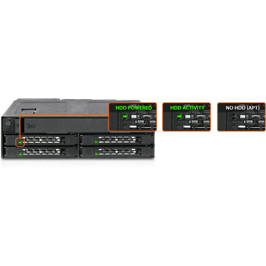 Icy Dock ToughArmor MB604SPO-B Drive Enclosure for 5.25" - Serial ATA/600 Host Interface Internal - Black