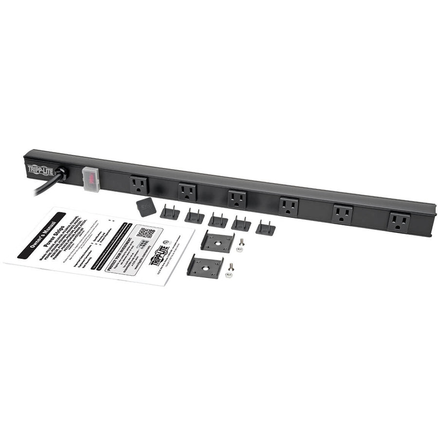 Tripp Lite Power Strip Right-Angle 5-15R 6 Outlet 8ft Cord 5-15P 24in Black