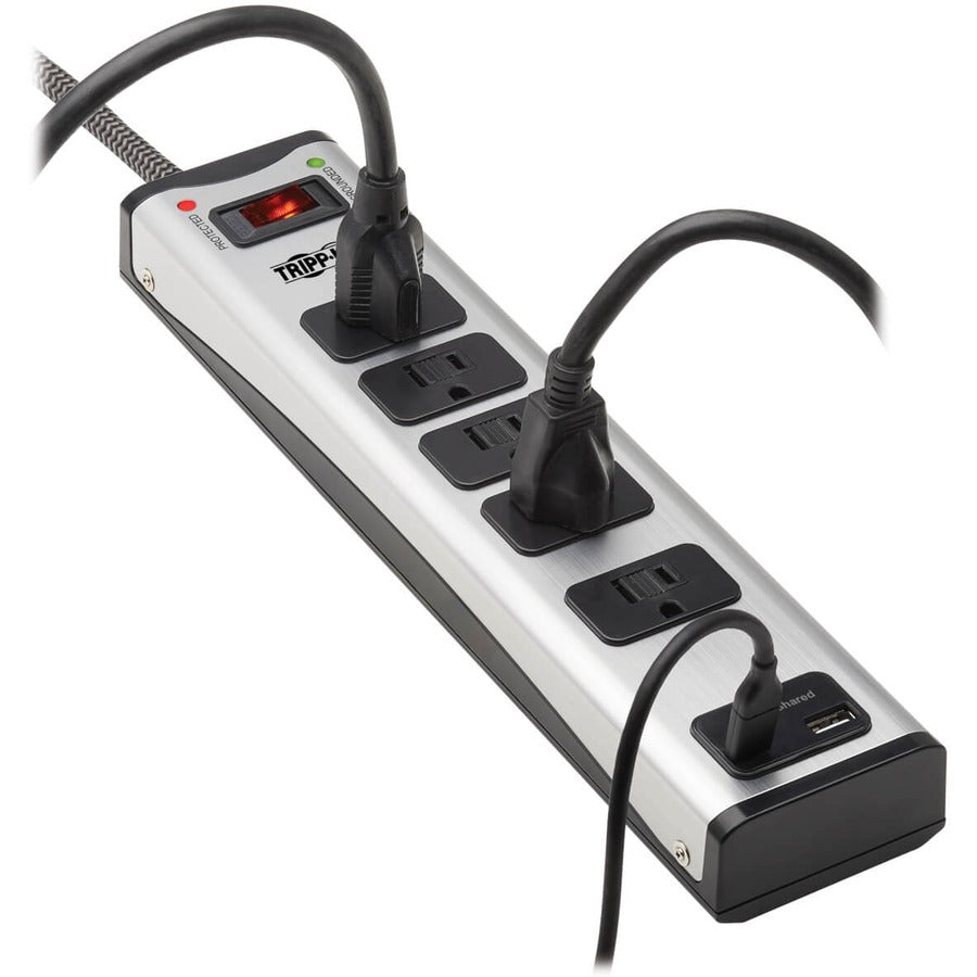 Tripp Lite Surge Protector Power Strip 5-Outlet Metal with USB-A & USB C Charging