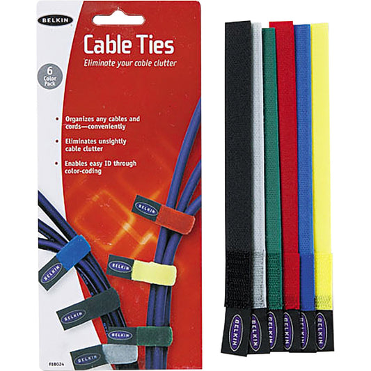 Belkin Hook-and-Loop Cable Ties (Part F8B024) – 8 Inch Reusable Cable Management Straps
