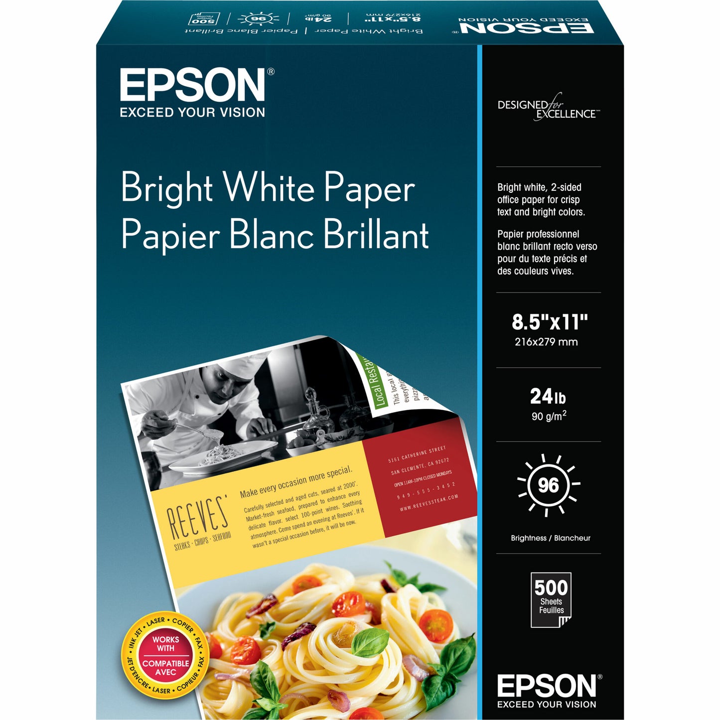Epson S041586 Premium Bright White Inkjet Paper - 8.5 x 11 Inches, 24 lb, 500 Sheets