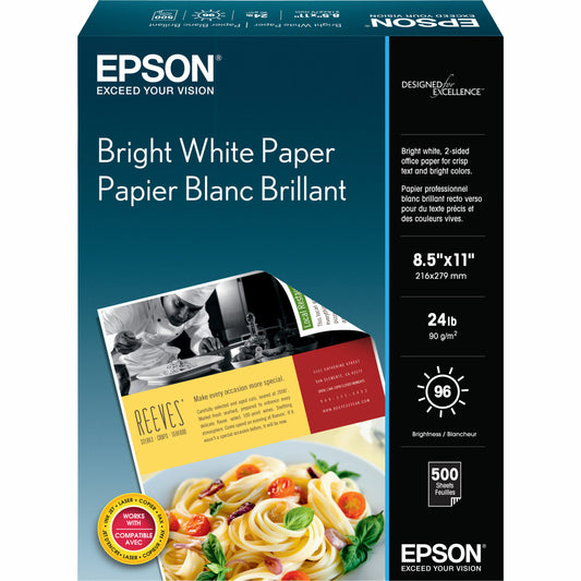 Epson S041586 Premium Bright White Inkjet Paper - 8.5 x 11 Inches, 24 lb, 500 Sheets