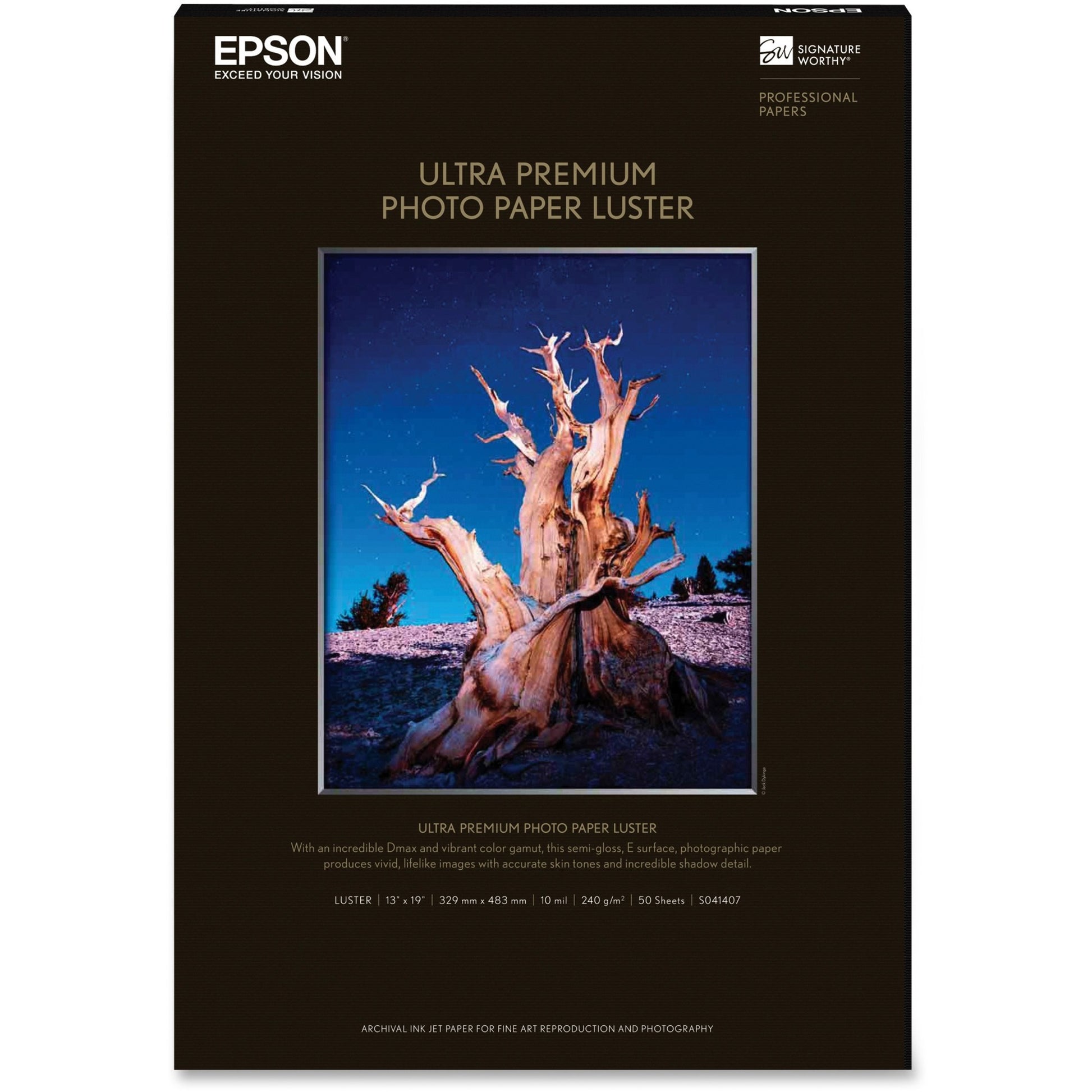 Epson Ultra Premium Luster Photo Paper – 13 x 19 Inch, 50 Sheets