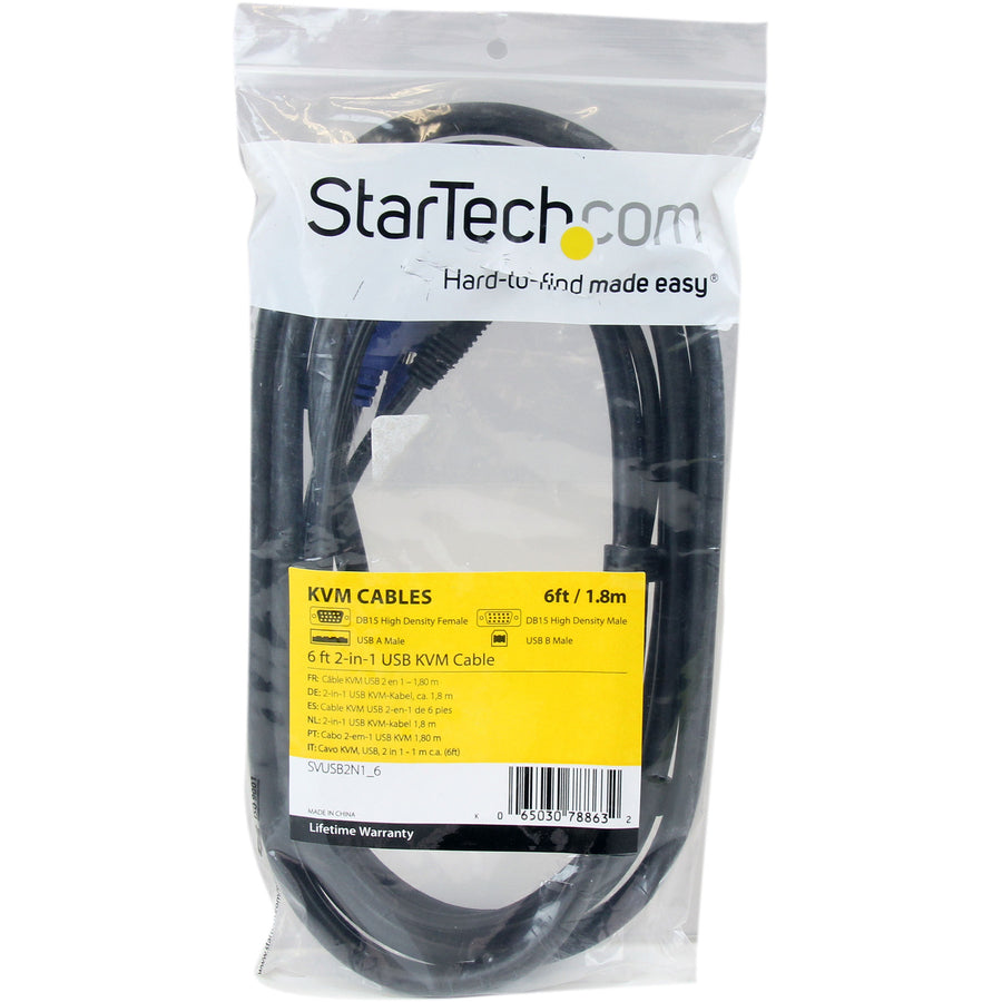 StarTech.com SVUSB2N16 6 ft USB and VGA KVM Cable for Crystal Clear Video