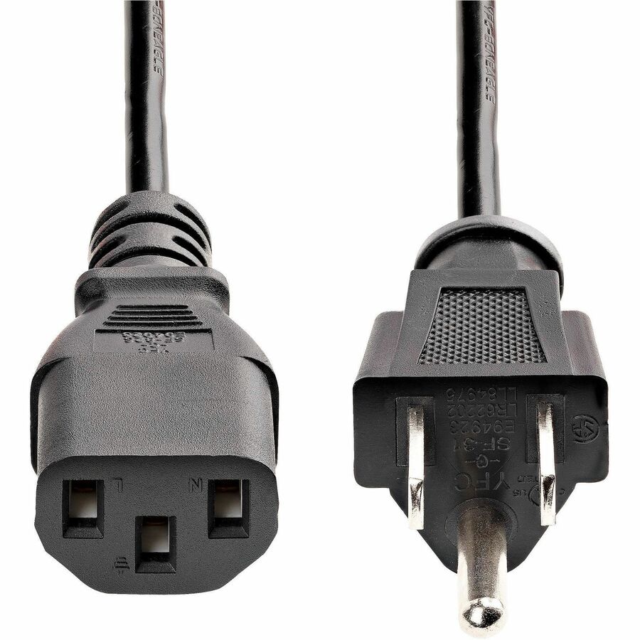 StarTech.com 6ft Computer Power Cord NEMA 5-15P to C13, 10A, 125V, Black Replacement Cable