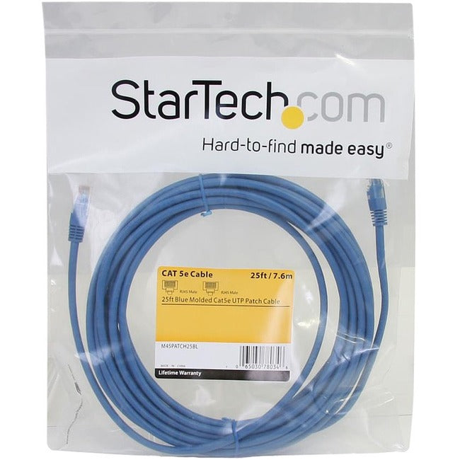 StarTech.com 25 ft Blue Molded Cat5e UTP Patch Cable with Power-over-Ethernet Support
