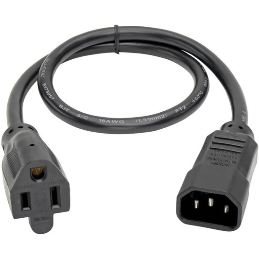Eaton Tripp Lite Series NEMA 5-15R to IEC-320-C14 Power Adapter Cable - 2 ft, 13A, 125V