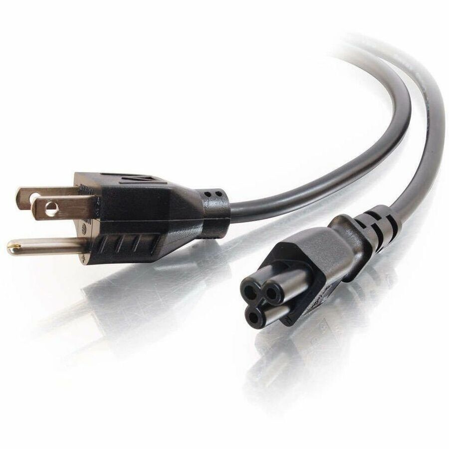 C2G 6ft Laptop Power Cord with NEMA 5-15P to IEC320C5 - 18 AWG, Black, 3-Slot Compatibility