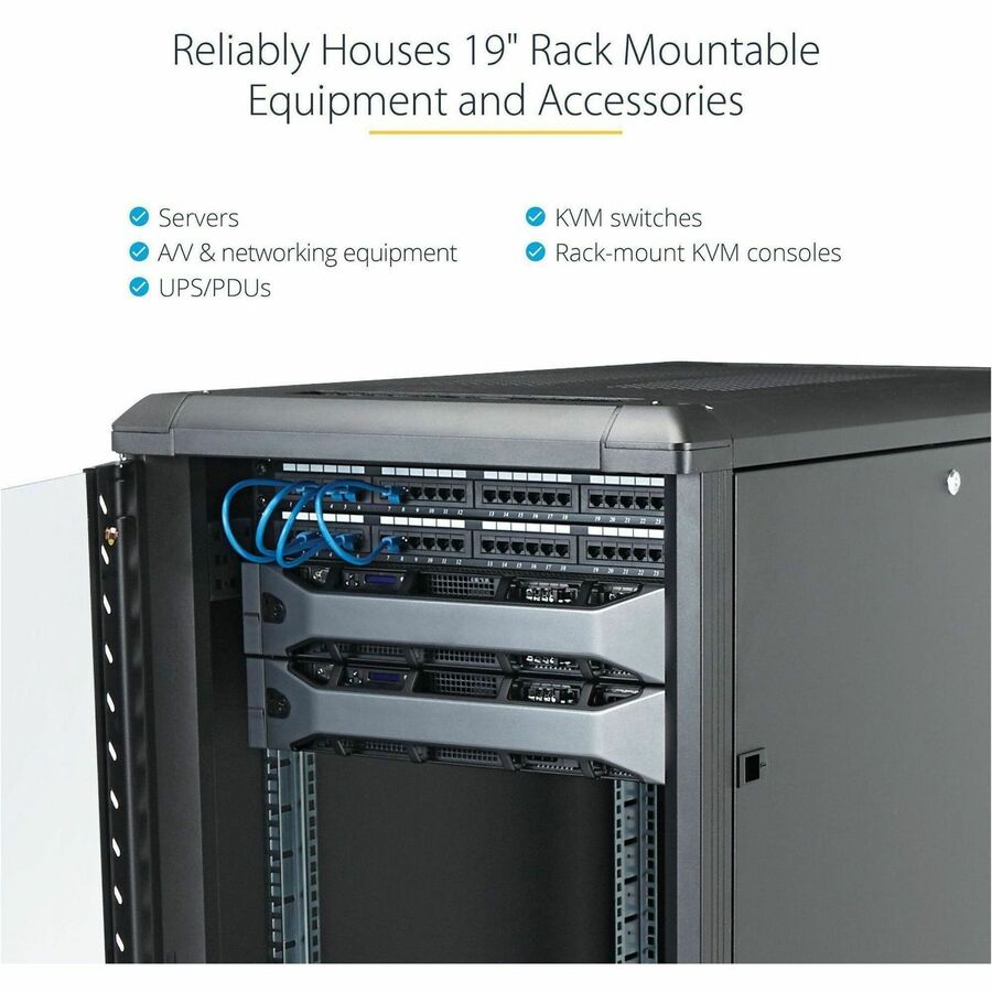 StarTech.com 22U 36-inch Knock-Down Server Rack Cabinet with Casters