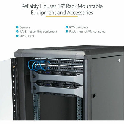 StarTech.com 22U 36-inch Knock-Down Server Rack Cabinet with Casters