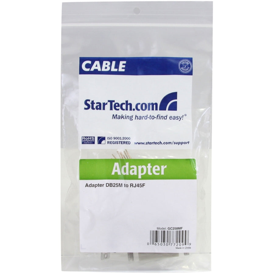StarTech.com GC258MF DB25M to RJ45F Data Transfer Adapter for Serial and Network Connections