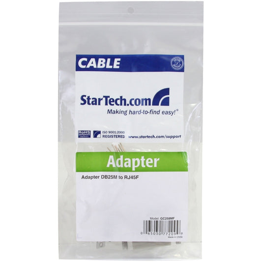 StarTech.com GC258MF DB25M to RJ45F Data Transfer Adapter for Serial and Network Connections