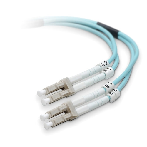 Belkin F2F402LL-02M-G 10Gbps Multimode Aqua Fiber Optic Patch Cable with LC Connectors, 6.56 ft