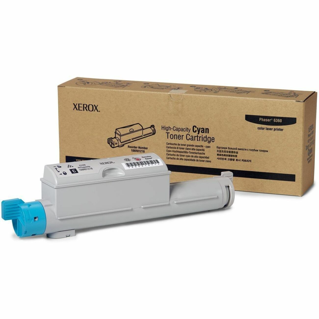 Xerox Genuine Phaser 6360 Cyan High Capacity Toner Cartridge (12000 Pages) - Part 106R01218