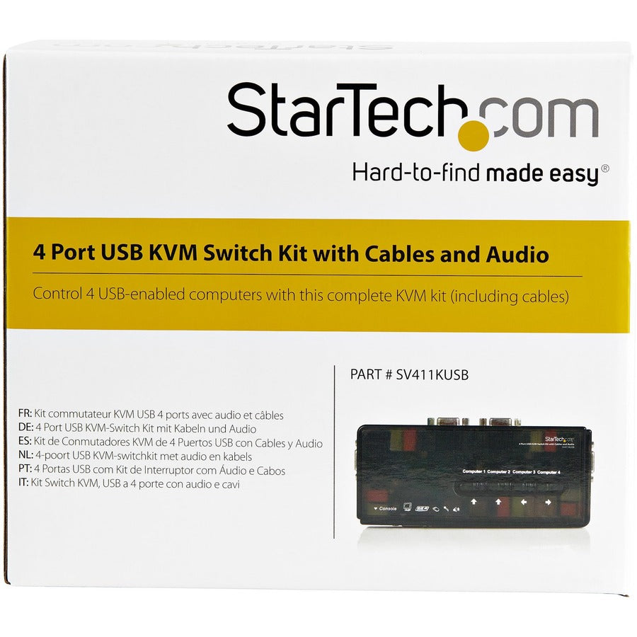 StarTech.com SV411KUSB 4-Port USB KVM Switch with Audio and Cables