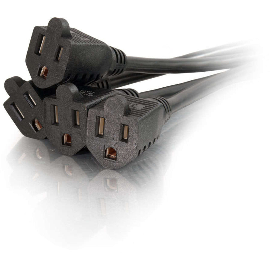 C2G 18 inch 1-to-4 Power Cord Splitter - 16 AWG NEMA 5-15P to 4 NEMA 5-15R