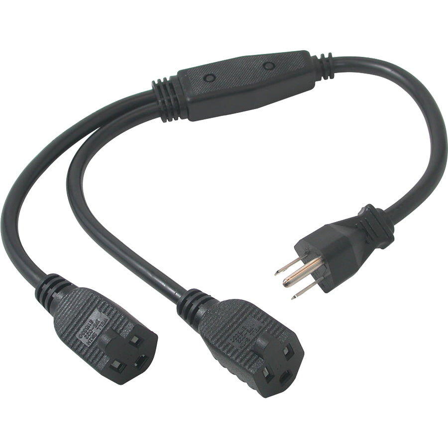 C2G 18-inch 1-to-2 Power Cord Splitter - 16 AWG NEMA 5-15P to NEMA 5-15R by Legrand Group
