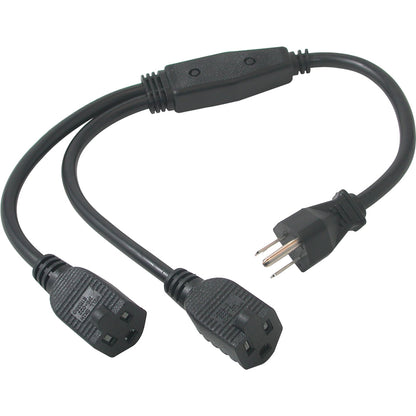 C2G 18-inch 1-to-2 Power Cord Splitter - 16 AWG NEMA 5-15P to NEMA 5-15R by Legrand Group