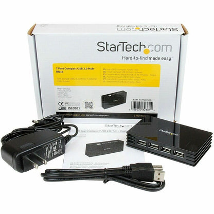 StarTech.com 7 Port USB 2.0 Hub – High-Speed External USB Hub with Power Adapter