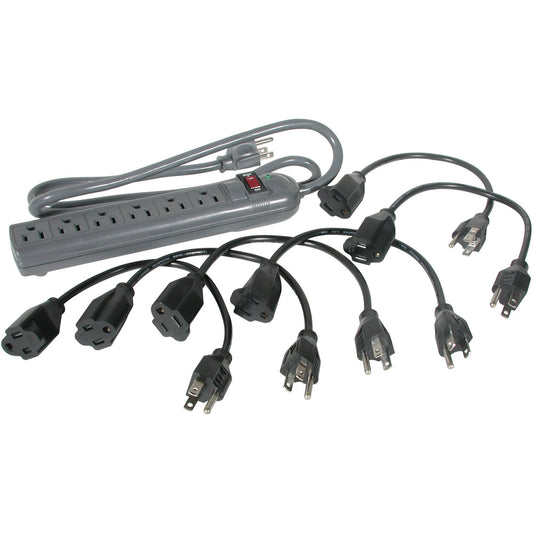 C2G 6-Outlet Surge Suppressor with 270 Joules Protection and Extension Cords