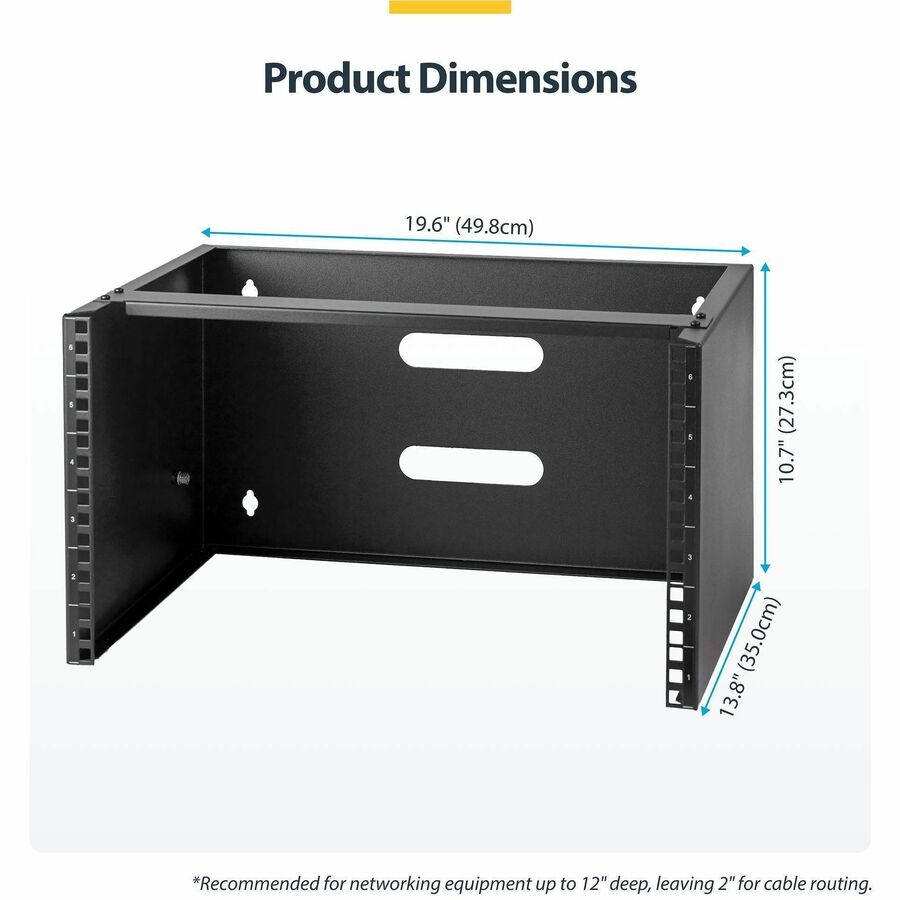 StarTech.com 6U Wall Mount Rack - 13.78 in. Deep Wall Mounting Bracket for Patch Panels and Network Equipment