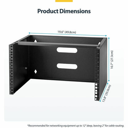 StarTech.com 6U Wall Mount Rack - 13.78 in. Deep Wall Mounting Bracket for Patch Panels and Network Equipment