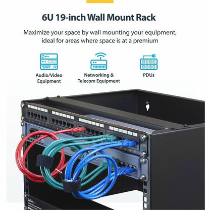 StarTech.com 6U Wall Mount Rack - 13.78 in. Deep Wall Mounting Bracket for Patch Panels and Network Equipment