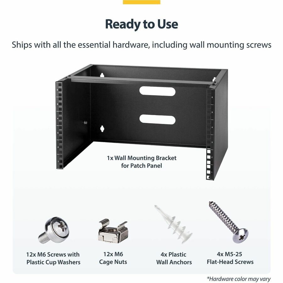 StarTech.com 6U Wall Mount Rack - 13.78 in. Deep Wall Mounting Bracket for Patch Panels and Network Equipment