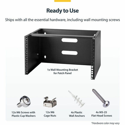 StarTech.com 6U Wall Mount Rack - 13.78 in. Deep Wall Mounting Bracket for Patch Panels and Network Equipment
