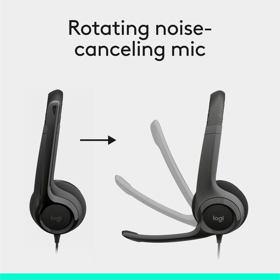 Logitech H390 Wired Headset for PC and Chromebook – Stereo USB Headphones with Noise-Canceling Microphone